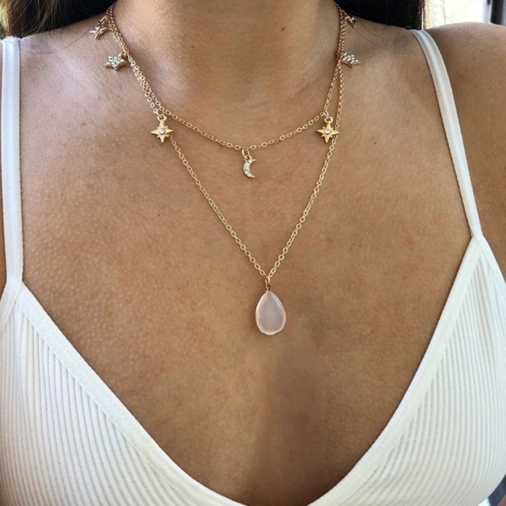 Moon & Star Gold Stunner Necklace